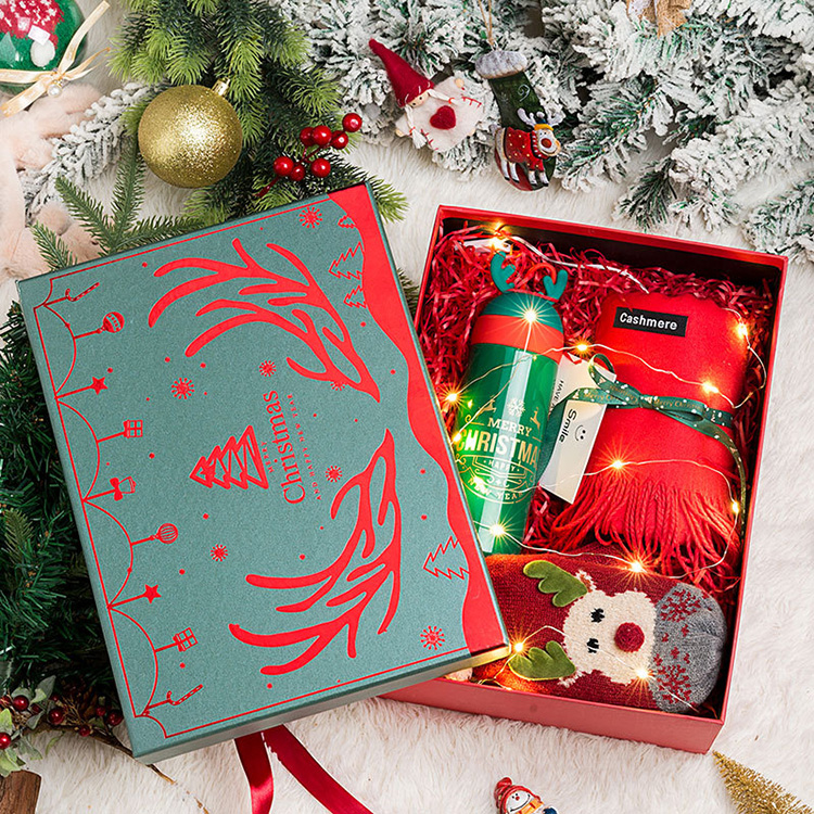 صندوق هدايا عيد الميلاد الكبير الفارغ المخصص مع مقبض