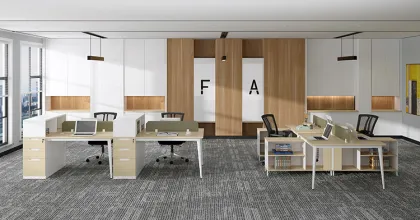 Contemporary Double Sided Workstation Office Desk with Drawers