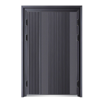 Modern Fireproof Entrance Door with Steel and Polymer Construction for Outdoor Use