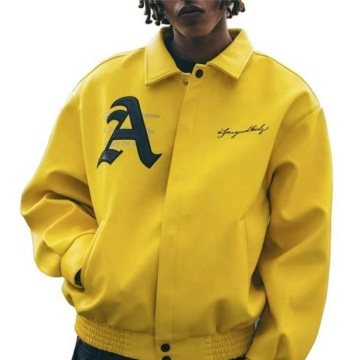 مخصصات فريق Custom Men College Baseball Letterman سترة مع شعار على السترة الجلدية السوداء لفريق الشتاء