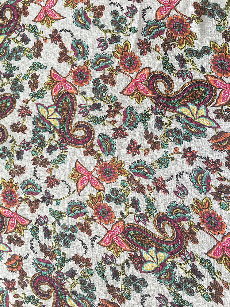 Paisley Design Polyester Bubble Crepe Printing Fabric