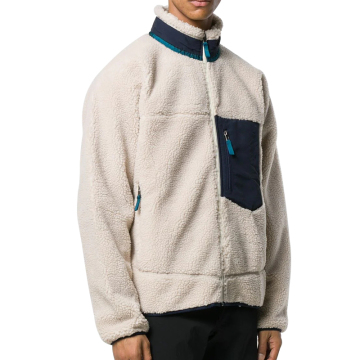 MLAZ768 Custom Fashion Stitching Sherpa Winter Fleece Jacket for Men