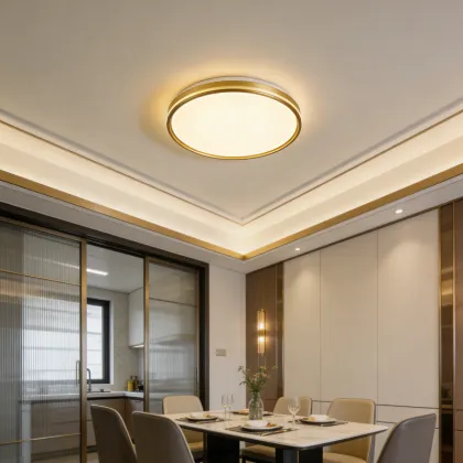 Ceiling-mounted lighting with gentle glow