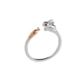 Sole Memory Cute Sweet Rabbit Eating Radish Fresh 925 Sterling Silver Female Resizable Opening Rings SRI406