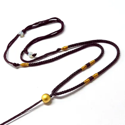 Unisex Handmade Gold Rope Necklace with Pixiu, Jade Buddha Guanyin Pendant - Trendy Design for Men & Women