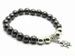 Hematite Bracelet With Alloy Pandent Gemstone Beads Bangle