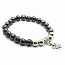 Pulsera de hematita con aleación Pandent Gemstone Beads Bangle