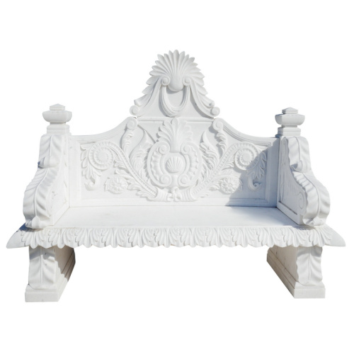 Classical Design Engraved Stone Bench with Floral Details