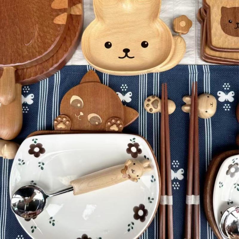 Adorable Wooden Tableware with Animal Designs