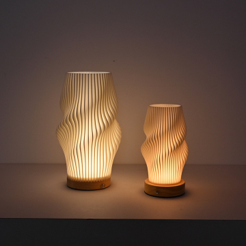 Minimalist Wooden 3D Vintage Cloth Desk Lamp for Living Room