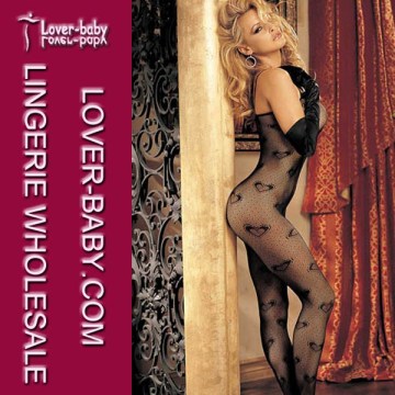 Black Heart Print Mesh Ladie's Bodystocking (L92260)