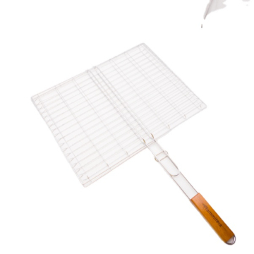 Wood Handle Hamburger Vegetable Steel Wire BBQ Tools Barbecue Grilling BBQ Basket