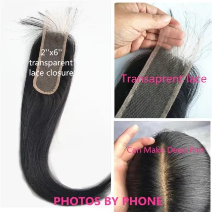 Wholesale Kim K 2x6 Swiss Lace Closure 100% Virgin Brazilian Human Hair Lace Closure Deep Middle Part Kim K Closure