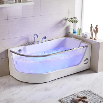 Corner modern tempered glass acrylic massage bathtub glass hydro massage tub Q323N