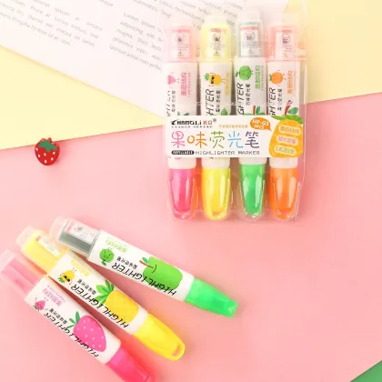 Customized Refillable Fluorescent Highlighter Set - Pastel Stationery Marker Pen