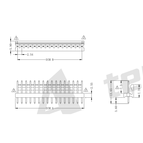 2,54 mm toonhoogte 180 ° Single Row Wafer Connector Series