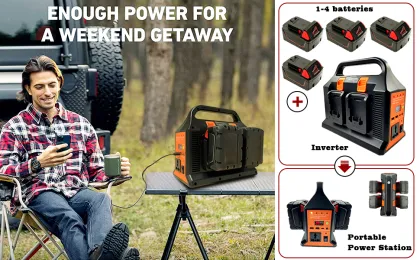 300W 4-Channel Portable Battery Power Supply Inverter for Outdoor
