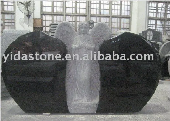 Granite headstone with angel