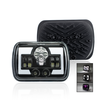 12/24V LED Headlight Square RGB Skull High/Low Beam Lighting System
