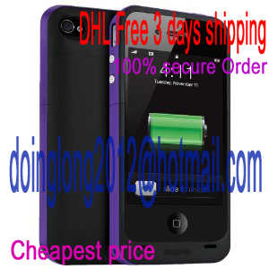 wholesale Mophie Juice Pack Plus Case and Rechargeable Battery for iPhone 4 Retail Packaging (Purple)