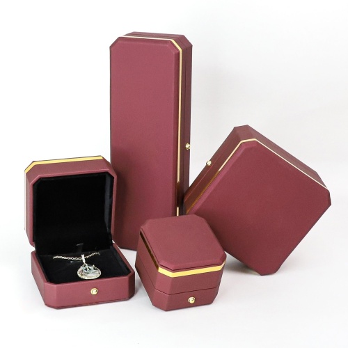 Gold Clasp Octagonal Jewelry Box in PU Leather