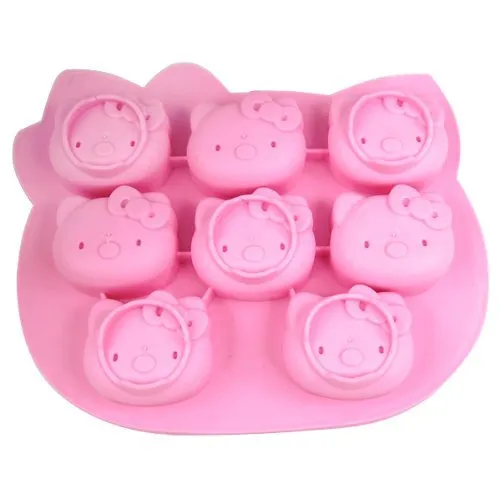 8 Faces Pink Novelty Silicone Icing Molds