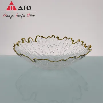 Gold Irregular glass plate Fruit Salad Dessert plate