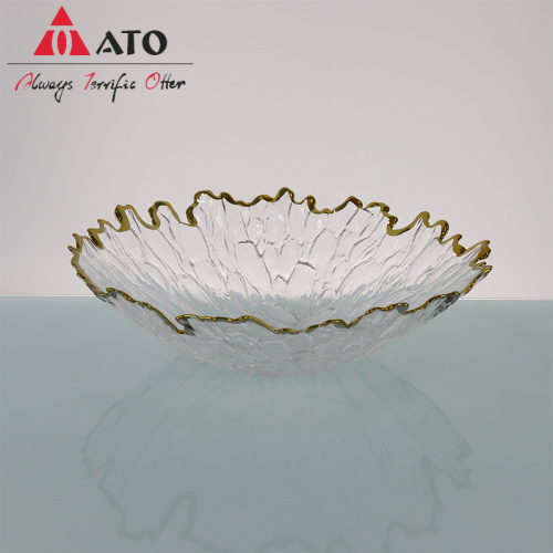 Gold Irregular glass plate Fruit Salad Dessert plate