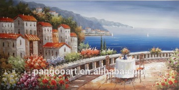 Buying Directly Handmade Cheap Good Quality Mediterranean Seascape Oil Painting on Canvas for Dinning Room Decoration