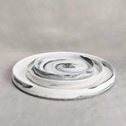 16pcs Grey Pink Marble Tableware Sets - Fine Bone Porcelain Kitchen Dinner Sets Wholesale