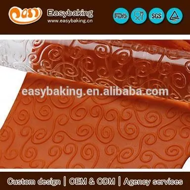 Customized hook shape fondant cake decorating acrylic impression rolling pin