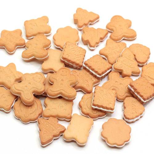 Multi Shaped Various Type Mini Biscuits Gingerbread Man Resin Flat Back 100pcs/bag Craft Decoration Kitchen Fridge Decor