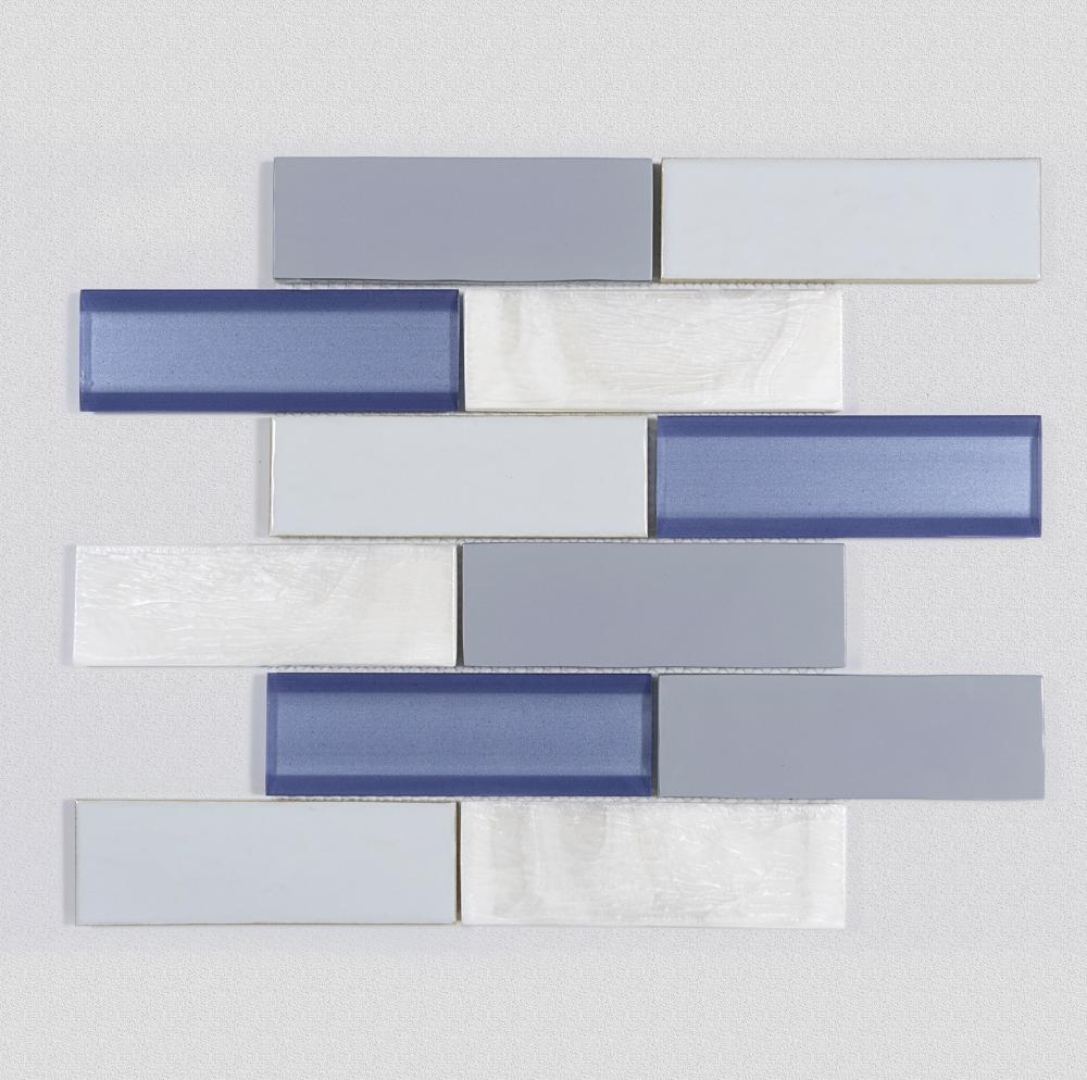 Piastrelle in ceramica in vetro a mosaico blu e bianco