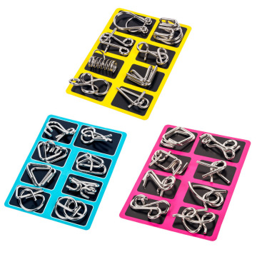 8-Piece Set of Metal Brain Teaser Puzzles: Interactive Games for All Ages - Educational Toys
