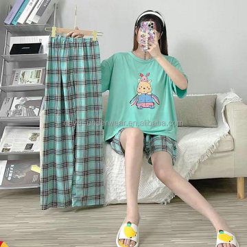 Dollar Mode SNO007 Short Sleeve Sleepwear Sets for Women - Size M-2XL (3pcs/set)