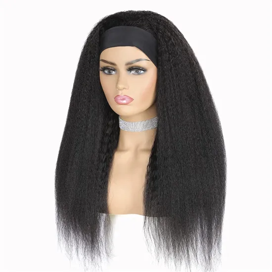 Headband Wig Long Yaki Straight Hair 180% Density Wave Wig No Glue Heat Resistant 100% Human Hair Suitable for Ladies Wholesaler