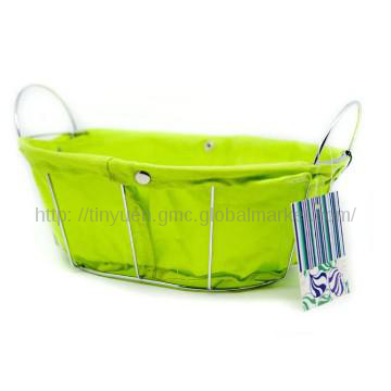 C/P WIRE OVAL COTTON BREAD BASKET