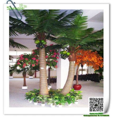 SJYZS-03 indoor ornamental plants new design plastic palm tree artificial coconut tree