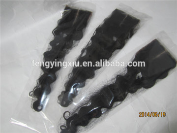Malaysian virgin remy hair lace closure deep wave 16" black color hair weft
