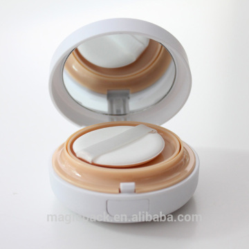 15g empty airless compact shaped airless pump core foundation case jar with plastic squeeze button for makeup cosmetic contain