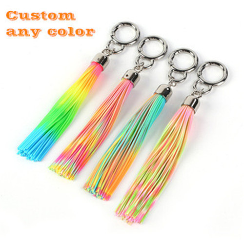 Προσαρμοσμένη BPA Δωρεάν Mix Color Silicone Tassel Keychain