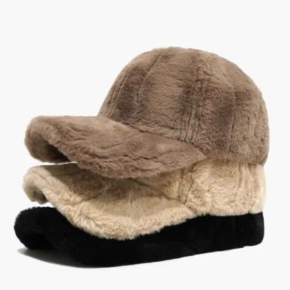 OEM Winter Warm Solid Color Thickened Casual Plush Rabbit Hair Baseball Cap