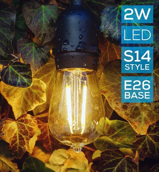 23FT Outdoor Light String E26 E27 S14 Edison Bulb included Christmas Waterproof Connectable LED
