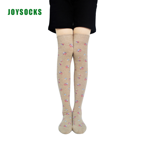 long antibacterial over knee floral cotton lady's socks