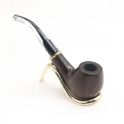 Factory direct sale black ebony handmade smoking pipe acrylic bent handle