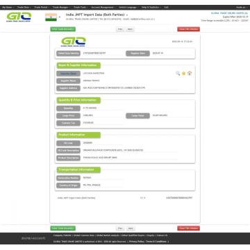 Muestra de datos de importación de ácido ácido tioglicólico