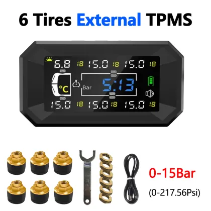 6 Wheels Sensor Solar Tire Pressure Monitoring System