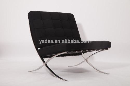 classic design of fabric barcelona chair in black