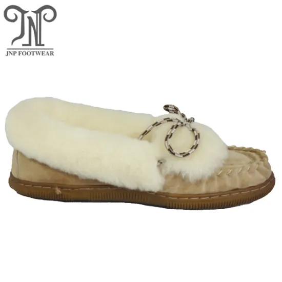 women's fashion sheepskin moccasin slippers with low price