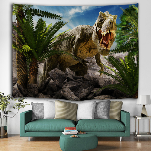 Dinosaur Tapestry Tyrannosaurus Wild Anicient Animals Wall Hanging Tropical Rain Forest Jungle Natural 3D Wall Blanket for Child